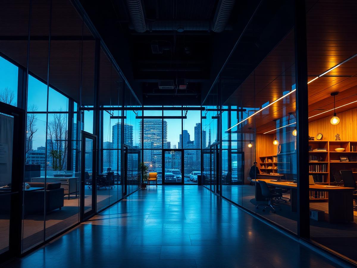 Halcyon Songs publishing office at dusk