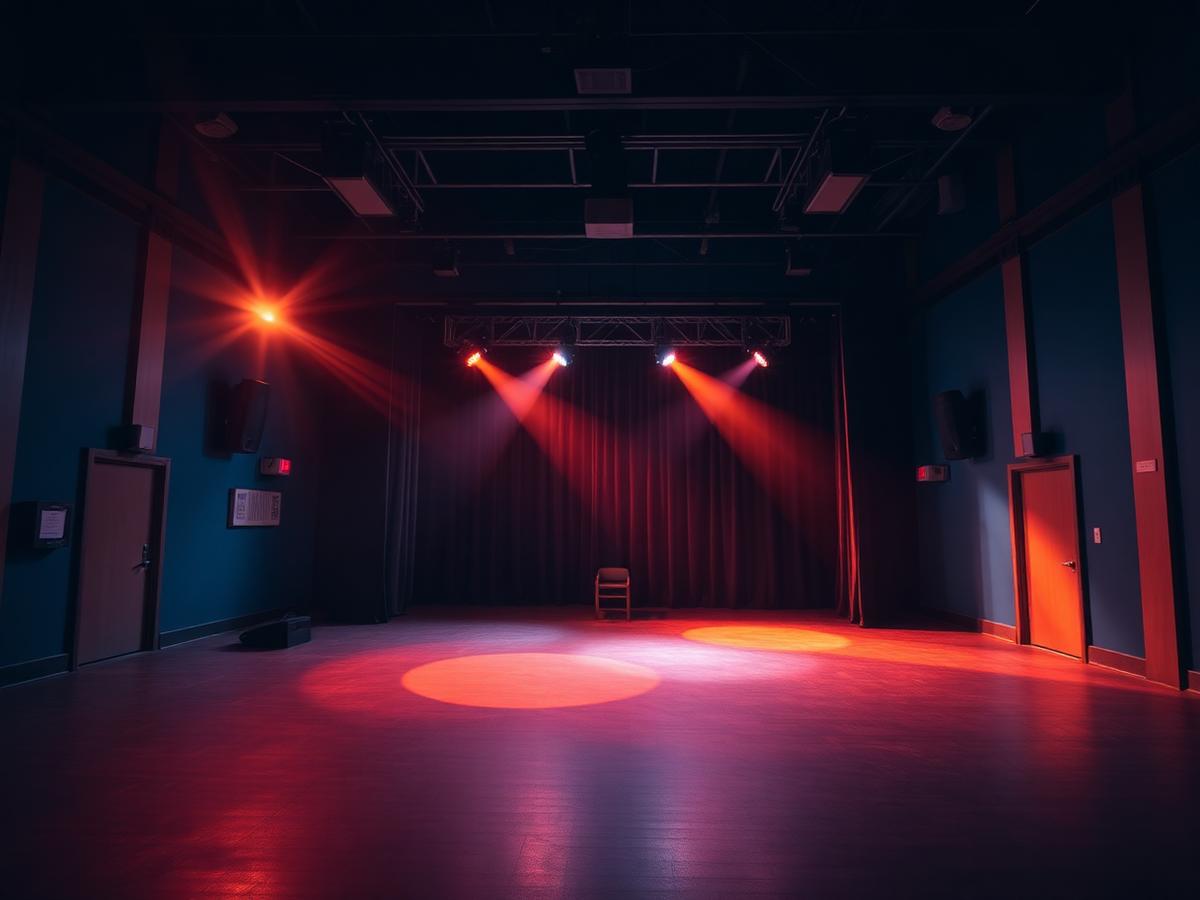 Sala Norte stage lit before doors open
